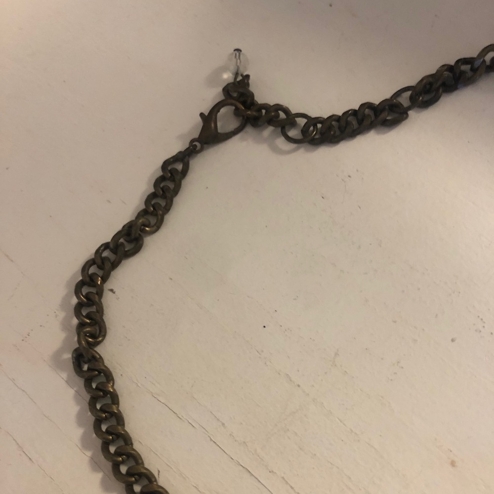 Anthropologie Teal Glass Lariat Statement Necklace - Picture 6 of 7